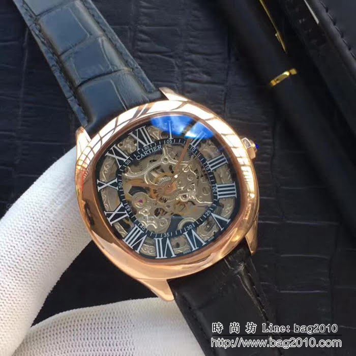 CARTIER卡地亞 精緻鏤空 全自動機械男士腕表 WSS0370